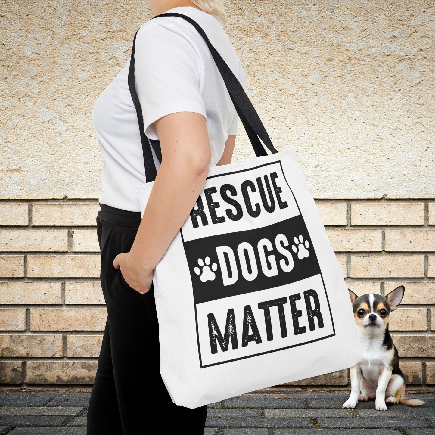 Canvas Tote Bag - Support Rescue Dogs – Durable & Customizable with 5 Handle Colors