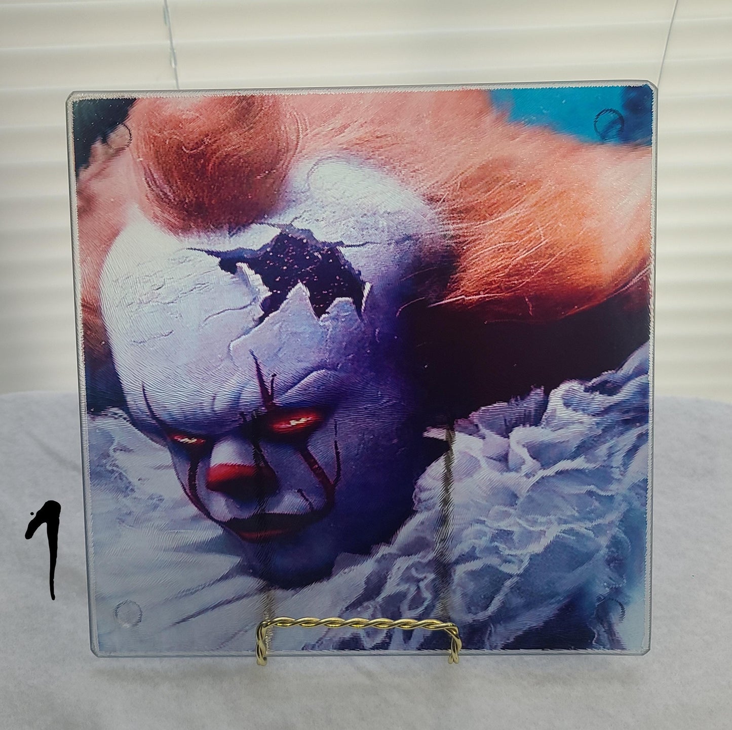 Scary Clown Halloween Themed Glass Trivet or Cutting Board