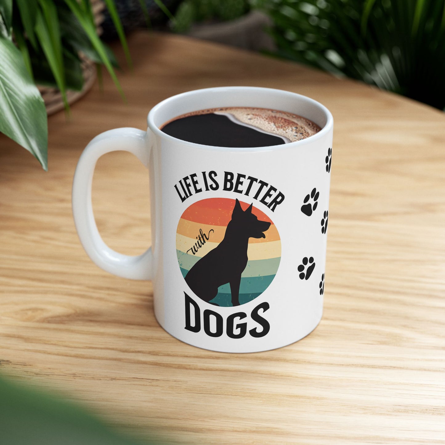 Ceramic Coffee Mug - Life is Better with Dogs, Dog-Themed with Vibrant Design