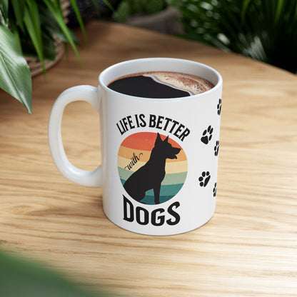 Ceramic Coffee Mug - Life is Better with Dogs, Dog-Themed with Vibrant Design