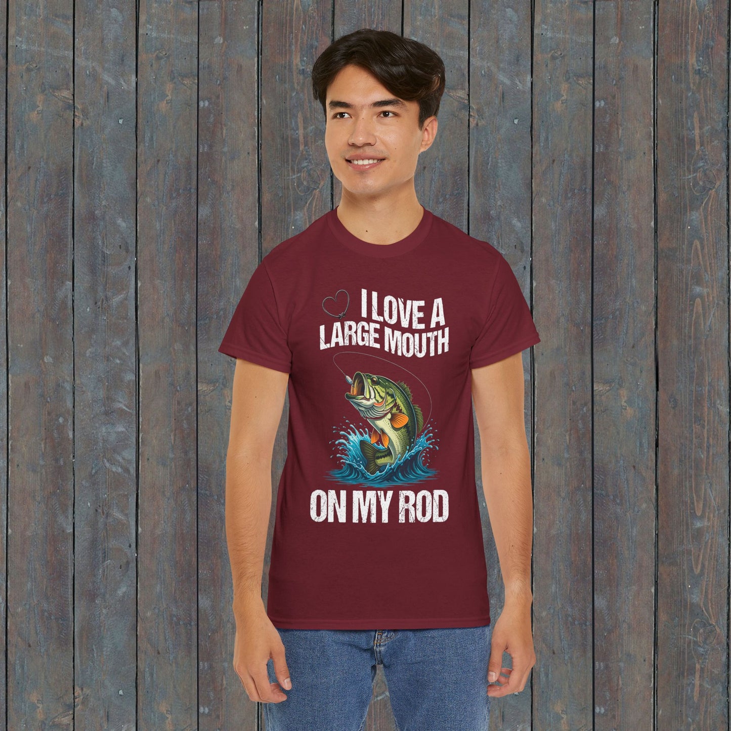 Funny Fishing T-Shirt - "I Love a Large Mouth on my Rod"