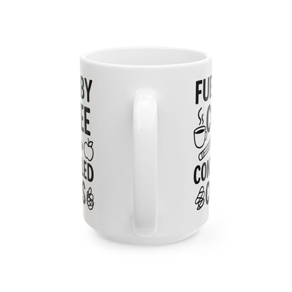 Fueled by Coffee & Controlled Chaos Teacher Mug – Funny Teacher Coffee Cup, 15 Oz