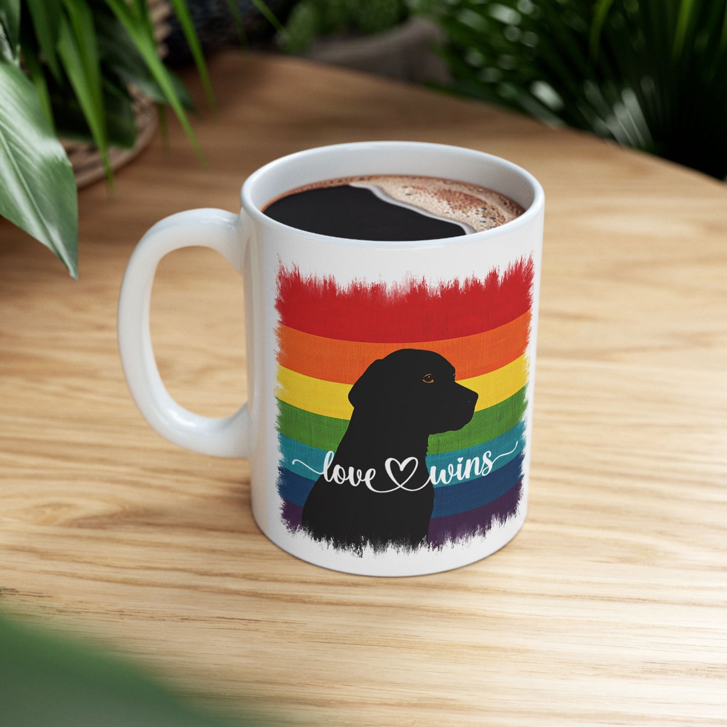Love Wins Dog Lover Rainbow Coffee Mug (11 or 15 Oz)