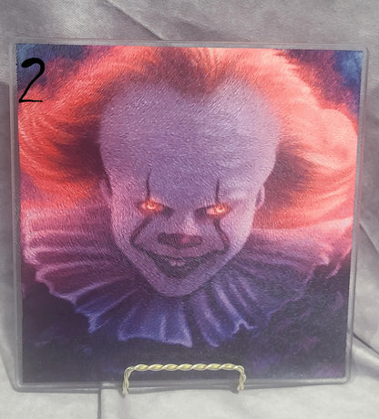 Scary Clown Halloween Themed Glass Trivet or Cutting Board