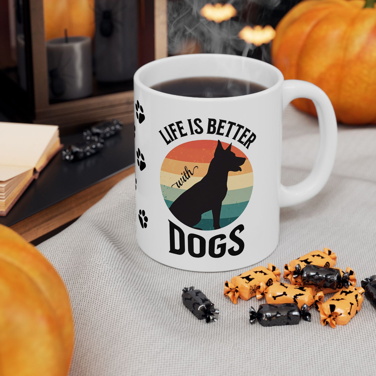 Ceramic Coffee Mug - Life is Better with Dogs, Dog-Themed with Vibrant Design