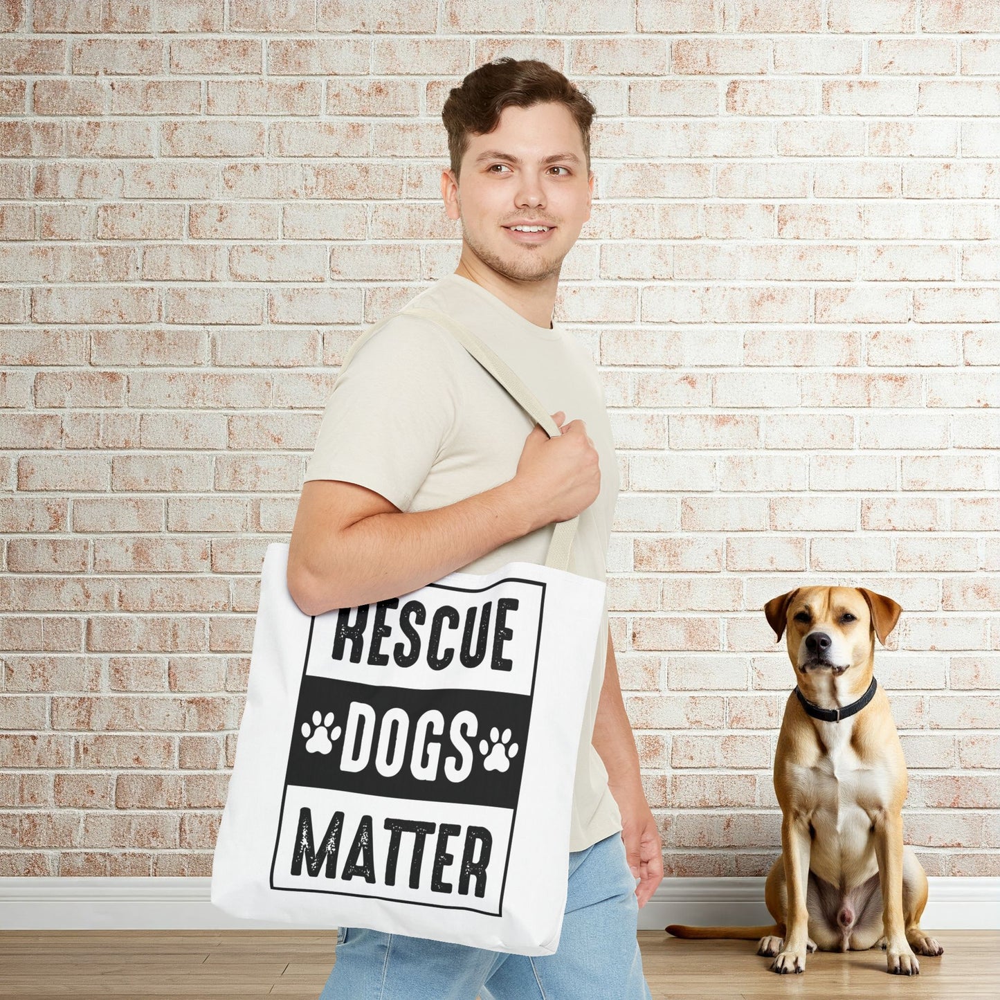 Canvas Tote Bag - Support Rescue Dogs – Durable & Customizable with 5 Handle Colors
