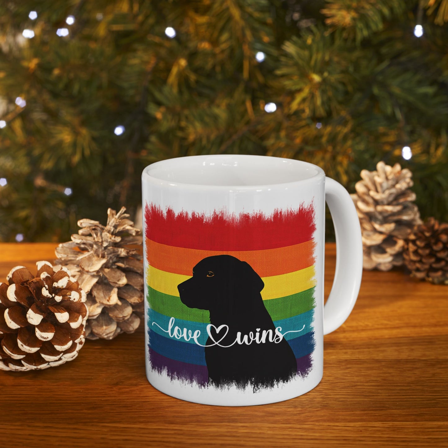 Love Wins Dog Lover Rainbow Coffee Mug (11 or 15 Oz)