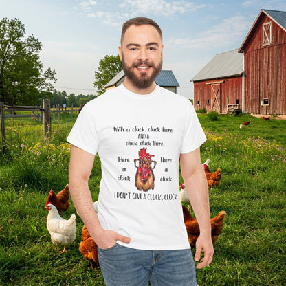 I Don't Give a Cluck Crewneck Cotton T-Shirt for Chicken Lovers