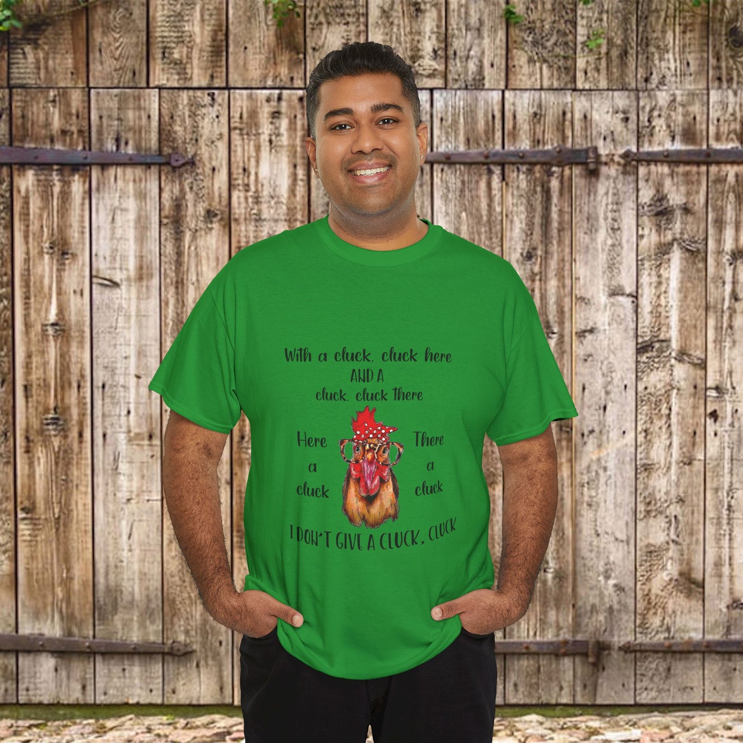 I Don't Give a Cluck Crewneck Cotton T-Shirt for Chicken Lovers