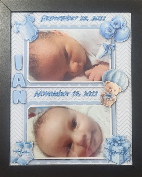 Customizable Personalized Photo Print, Digital Scrapbook Page - Baby Boy Theme