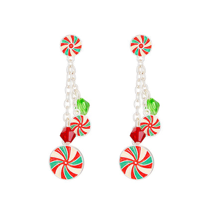 Silver Tassel Christmas Earrings